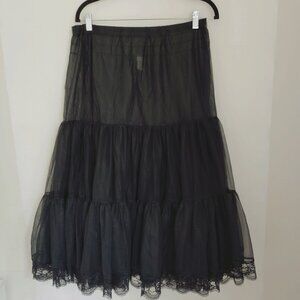 VTG Malco Modes Petticoat Skirt Sz L Western Dance Sheer Ruffled Lace Fairy